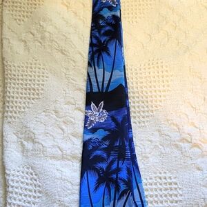 Blue Tropical Palm Tree Tie